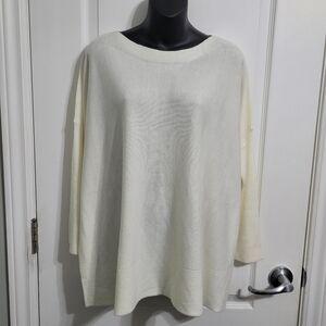 NWOT A+G Basic White Oversized Knit Boatneck Sweater Sz Med